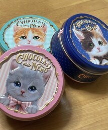 うさこのスウィーツ同盟会 | 主人の妹さんが、うちの女子3人にバレンタイン🍫にくれた激カワねこちゃんチョコ✨️3人で「せーの！」で好きなのを指さして。ピンクは私のみだったので私がGET。娘たちは被りました。(青い缶のねこちゃん)その後話し合って、青い缶は次女、残りが長女となりました。中身もそれぞれ違ってたので、3人でかえっことかしました🥰(その他)