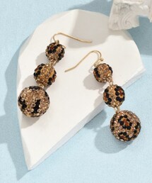 SHEIN | ヒョウ柄 ラウンドドロップピアス(ピアス（両耳用）)