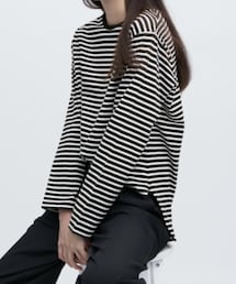 UNIQLO | ソフトコットンボーダーラウンドヘムT(Tシャツ/カットソー)