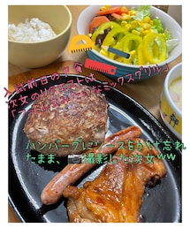 うさこのスウィーツ同盟会 | 入試前日の夕食🍴ミックスグリル風＆クリームスープ(シチューのルーを半量にして、コンソメなどで味を整えて作ります。牛乳は使わずに、スキムミルクと豆乳で作ります)(その他)