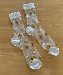 GU | シースルー フラワー柄ソックス(ソックス/靴下)