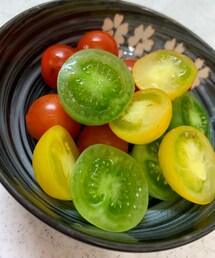 うさこのスウィーツ同盟会 | カラフルなプチトマト🍅 見た目かわいくて、どれもすごく甘くておいしかったです😋トマト大好きです。(その他)