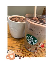 うさこのスウィーツ同盟会 | 長女と私と実家の父＆母でスタバへ。母のみホットで私たち3人はアイスに。ミルクノンファットにしてチョコソース追加してもらって✨️父はお初のムースラテだったので、誰よりもおいしいと喜んでて、何だか可愛かったです♥️(その他)