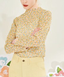 POPPY | フラワーシースルートップス(イエロー)(Tシャツ/カットソー)