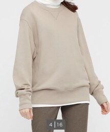 UNIQLO | スウェットシャツ（長袖）32BEIGE Lsize(パーカー)