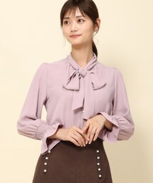 MISCH MASCH | ■2023秋冬新作■ボウタイ長袖シャーリングブラウス/MM338115(シャツ/ブラウス)
