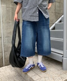 link lot | 【26春夏新作】ヴィンテージ加工デニムクロップドパンツ バギーショーツ デニムショートパンツ(デニムパンツ)