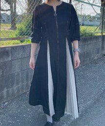 CPCM | デニムプリーツ5分袖ワンピース(ワンピース)