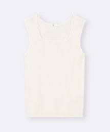 GU | リブニットスクエアネックタンクトップ(タンクトップ)