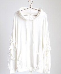 ALBINO | 肘レースアップ付きフェイクレイヤードビッグパーカー  (パーカー)