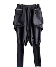 ALBINO | 腰巻き風ZIPポケット×燕尾付きミリタリーサルエルジョガーパンツ  (カーゴパンツ)