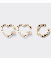 GU | ハートノンホールピアス&イヤカフ　¥590(イヤリング)