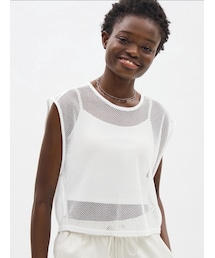 GU | メッシュT（ノースリーブ）ホワイト(Tシャツ/カットソー)