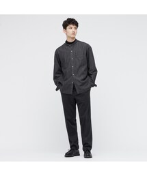 UNIQLO | デニムオーバーサイズスタンドカラーシャツ（長袖）(シャツ/ブラウス)