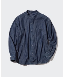UNIQLO | デニムオーバーサイズスタンドカラーシャツ(シャツ/ブラウス)