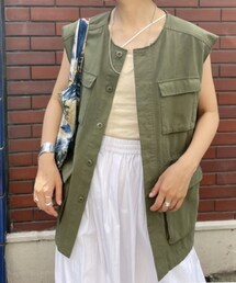 SHENERY | ノーカラーミリタリーベスト(ベスト)