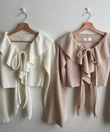 fuuphy | 無地フリルニットカーディガン / white : beige / ¥2,000(カーディガン/ボレロ)