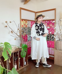 marimekko | handmade。ウニッコ柄の生地。裏地は、バースディの子供用ニットベストを使用。☺う︎(ベスト)