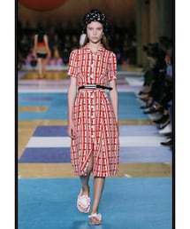 miu miu | MIU MIU Large polka-dot print crepe shirtdress(ワンピース)
