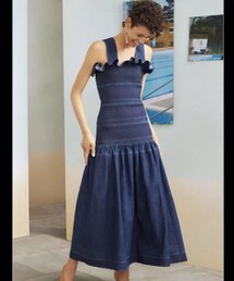 STELLA McCARTNEY | Stella McCartney - デニムシャーリングワンピース - women - コットン/Elastodiene/ポリアミド/ポリエステルスパンデックス - 40(ワンピース)