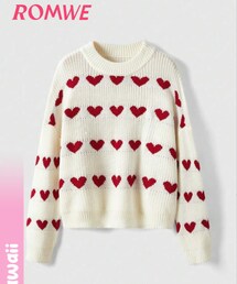 SHEEN | ROMWE Kawaii ハートパターン ドロップショルダー セーター(ニット/セーター)