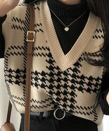 sonyunara in shop | チェックニットベスト(ベスト)