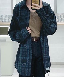 湯木慧 | 一匹狼デザイン オープンカラーシャツ　Design - 湯木慧(シャツ/ブラウス)