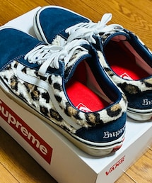 VANS | Supreme × Vans Leopard Old Skool "Navy" 27 〔23aw〕(スニーカー)