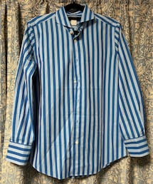 CIT LUXURY | CiT luxury ストライプシャツ　水色×青　38/15 艶あり(シャツ/ブラウス)