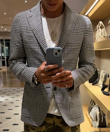 TAGLIATORE | タリアトーレ(TAGLIATORE) グレンチェック　ジャケット　42 白×黒　110000円(テーラードジャケット)