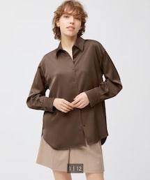 GU | サテンオーバーサイズシャツ　S(シャツ/ブラウス)