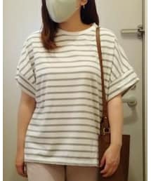しまむら | ボーダードロップT　L　淡緑　521-4208　税込¥1,089(Tシャツ/カットソー)