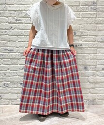 スカート着回し | チェックロングスカート(スカート)