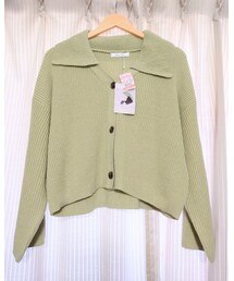 しまむら | 衿つきVネックカーディガン(Rose Farm 淡緑　M　品番:530-0107)(ニット/セーター)