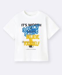 GU | KIDS(男女兼用)オーバーサイズグラフィックT(バスケットボール) 120cm(Tシャツ/カットソー)