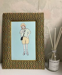 さりちゃん作👩🏾‍🦰似顔絵宝物💝 | タイ🇹🇭ハネムーンの際にディナークルーズで購入したフォトフレームがピッタリサイズ❣️(フォトフレーム)