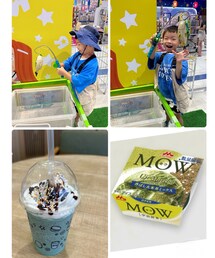 魚釣り🎣とアイス達🍨 | おもちゃの魚釣り🎣に大満足の👦🏻😆 マックのオレオ® クッキー チョコミントフラッペ ギャルの味は分からなかったけど🤣爽やかでぐびぐび飲めた🥤ザクザク食感も楽しい🎶レンレンハッピーセット頼んだのに取られ2人で飲んだ😆 さりちゃん投稿見て追いアイス🍨こちらも👦🏻に取られ私一口のみ😅香ばしい玄米茶の味もしっかり感じて美味しかった😋また食べたい🥹(ラッピングキット)