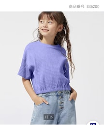 GU | GIRLSクロップドギャザーT(半袖) 140cm 790円(Tシャツ/カットソー)