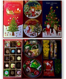 うさこのスウィーツ同盟会🍫🍪🎄 | ゴンチャロフのクリスマス限定スイーツ。旦那さんが職場からもらってきた💝毎年お歳暮くれる❣️ ２種類の缶とチョコレートやクッキーが入ってて見た目も可愛い🎄(ラッピングキット)