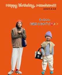 まっちゃんお誕生日おめでとう🥳 | まっちゃんお誕生日カラーの柿色ニット帽がお似合い🧡偶然レンレン昨年のお祝いと同じトラックパンツ😆7cm身長伸びて成長してた🥺(ポスター/アート)