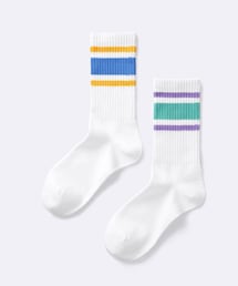 GU | KIDS(男女兼用) ソックス2P(ライン) 18-21cm(ソックス/靴下)