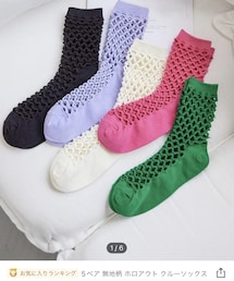 SHEIN | 5ペア 無地柄 ホロアウト クルーソックス635円→431円(ソックス/靴下)