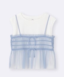 GU | GIRLS2ピースチュールキャミソールセットT JR BLUE KIDS M(150cm)(アンサンブル)