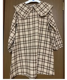 西松屋 | セーラー衿 チェックシャツワンピース 生成 130cm 879円(税込)(シャツワンピース)