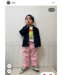 お手本コーデのりーくん♡ | ベージュコン👟合わせ好き💓ペコちゃんの🍭家にあったのに持参し忘れコンビニでミッキーの🍭GET💙🤍撮影のお供に😋(ラッピングキット)