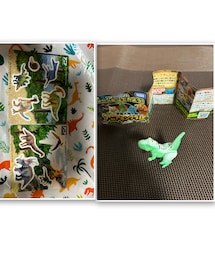 付属の恐竜🦖プレゼント💝 | 付属のピッグ付け忘れたのを食べた後気づく😂 付属プレゼント🎁のポッピングシャワーのアニア恐竜🦖かわいい💕(ラッピングキット)