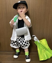 ナツいコーデ👦🏻 | 2021.6.28投稿💡 2年でグッと背が伸びた🤩この頃はラムネが手放せず🤭ローリーズさんのショッパーバッグと靴下🧦リンク💚(その他)
