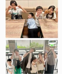 はるちゃん、まーくん親子と📸💖 | 上:レンレン👦🏻こっち向いてる唯一の写真😆みずほちゃん撮影📸下:親子写真📸うちの旦那さん撮影📸下切れとる😅👦🏻合成😂本当は柵の後ろに隠れてた😅みずほちゃんも私も早速オソロブレスレット付けてるよ💡会いに来てくれて本当にありがとう❣️👩🏻🕊️さんとアナベルさんブローチ、アナベルさんイヤリング付けてたけど見えず😅(ラッピングキット)