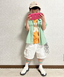 靴下🧦ありver. | 夕張メロン🍈配色のライン靴下🧦合わせしたかったけどマイクラに夢中の👦🏻😅 この後靴下をポイ( っ'-')╮ 🧦(その他)