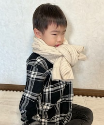 マフラーフェス🧣参加🥹 | クロス巻き マフラー🧣嫌がる👦🏻ごめんなさい🙏 すぐ取りました🥹(ラッピングキット)